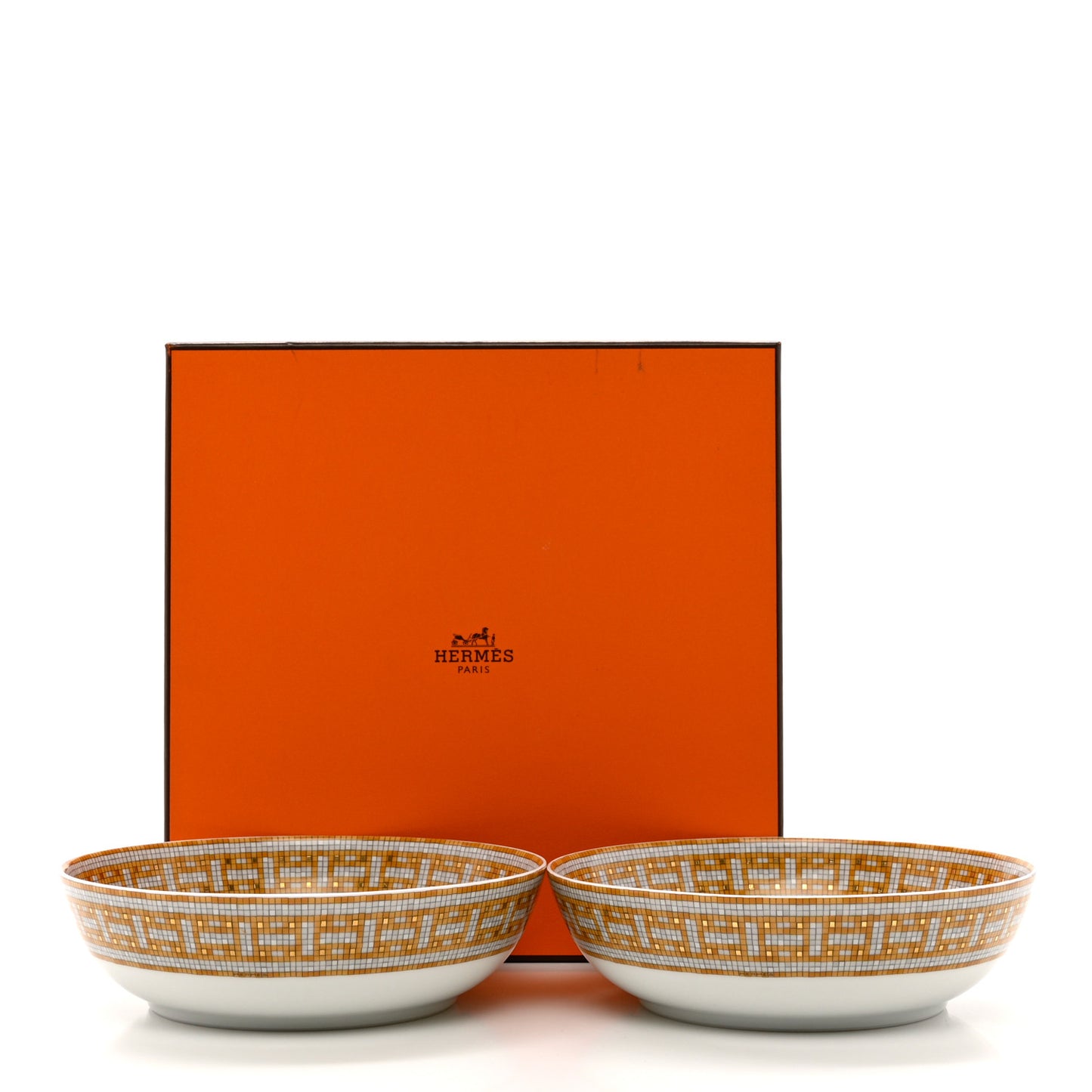 Porcelain Mosaique Au 24 Gold Cereal Bowl Set of 2