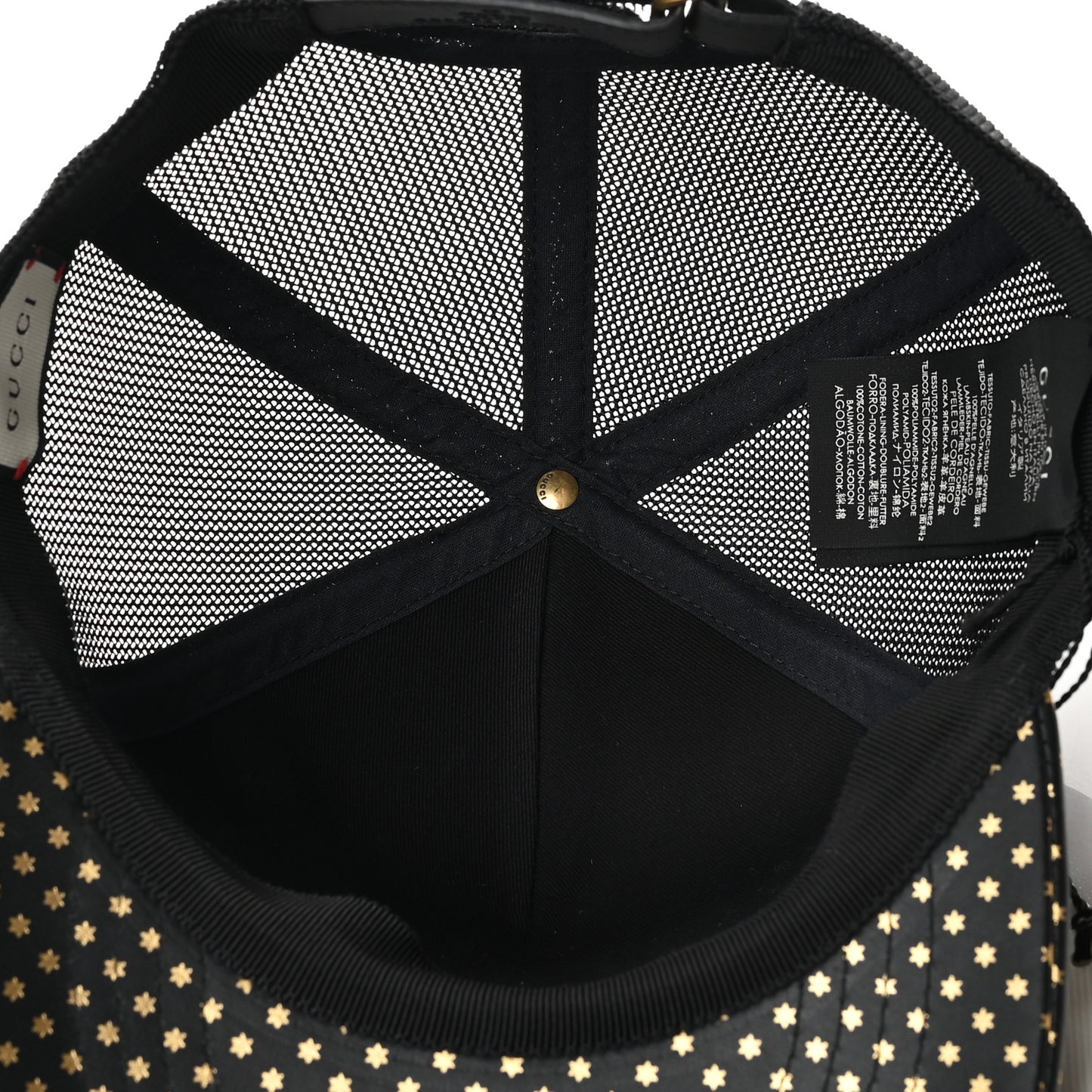 X SEGA Calfskin GUCCY Stars Baseball Hat L Black Gold