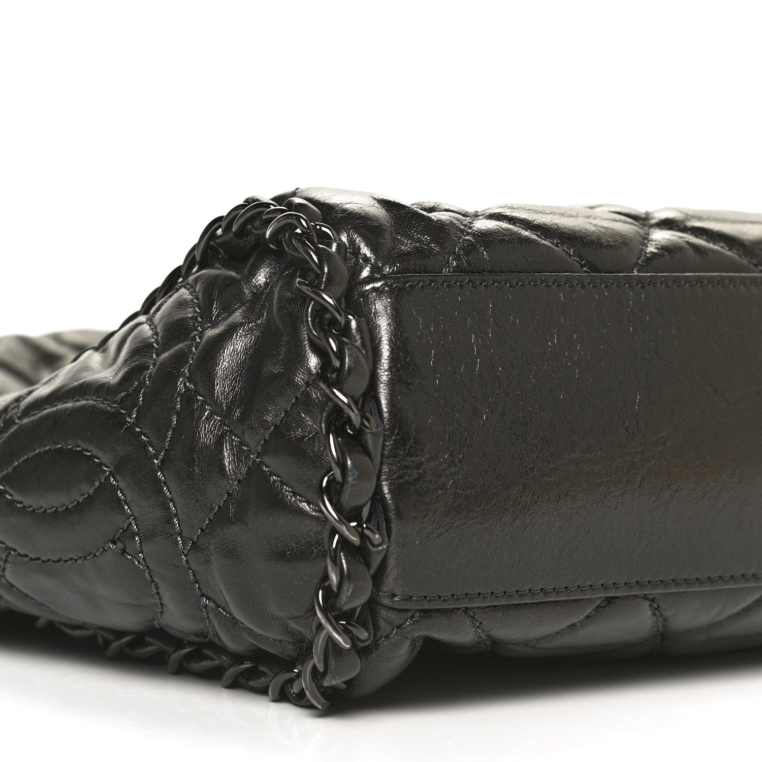 Chanel Metallic Calfskin Quilted Medium Chain Me Hobo Dark Grey 9 of 11
