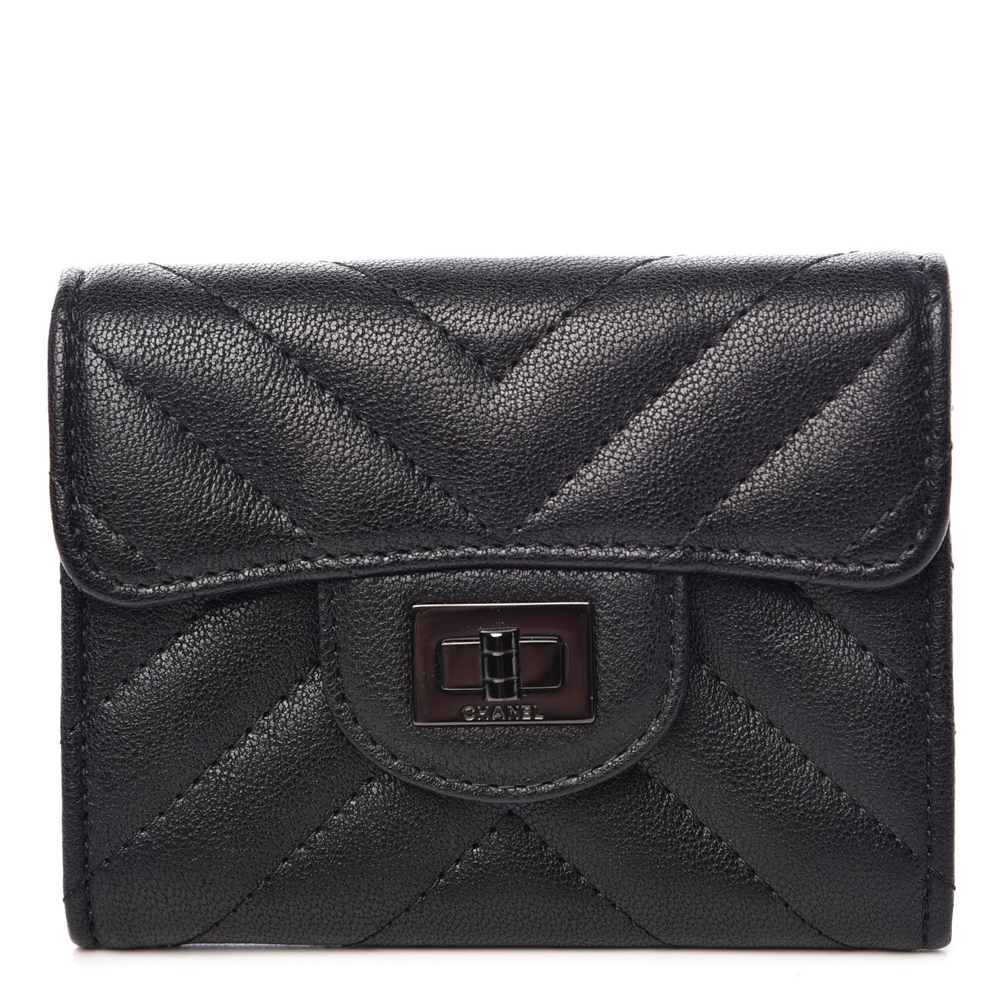 Sheepskin Chevron Quilted Reissue Card Holder Wallet So Black