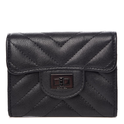 Chanel Sheepskin Chevron Quilted Reissue Card Holder Wallet So Black 1 of 9