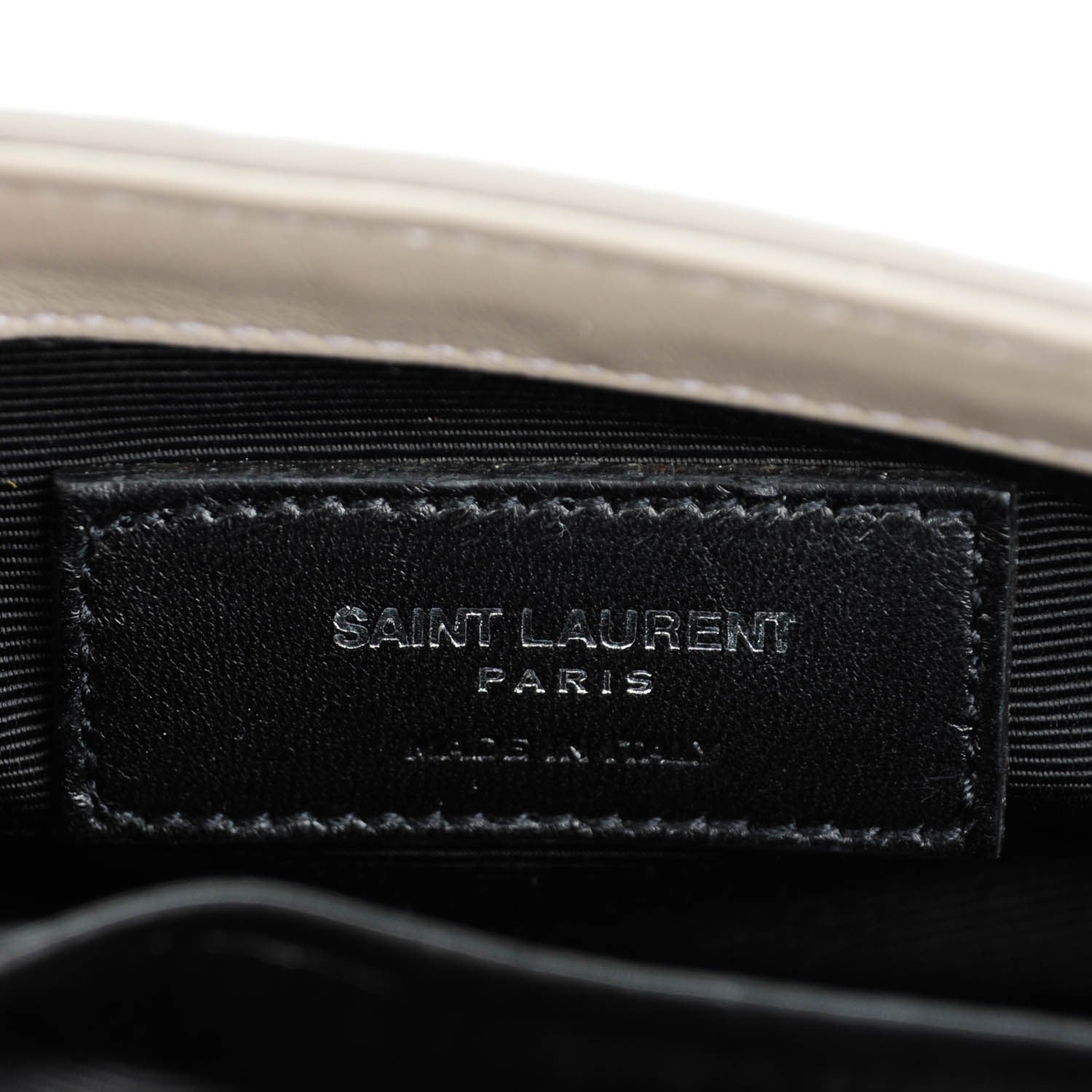 Saint Laurent Patent Matelasse Chevron Monogram Classic Baby Chain Bag Light Grey 7 of 8