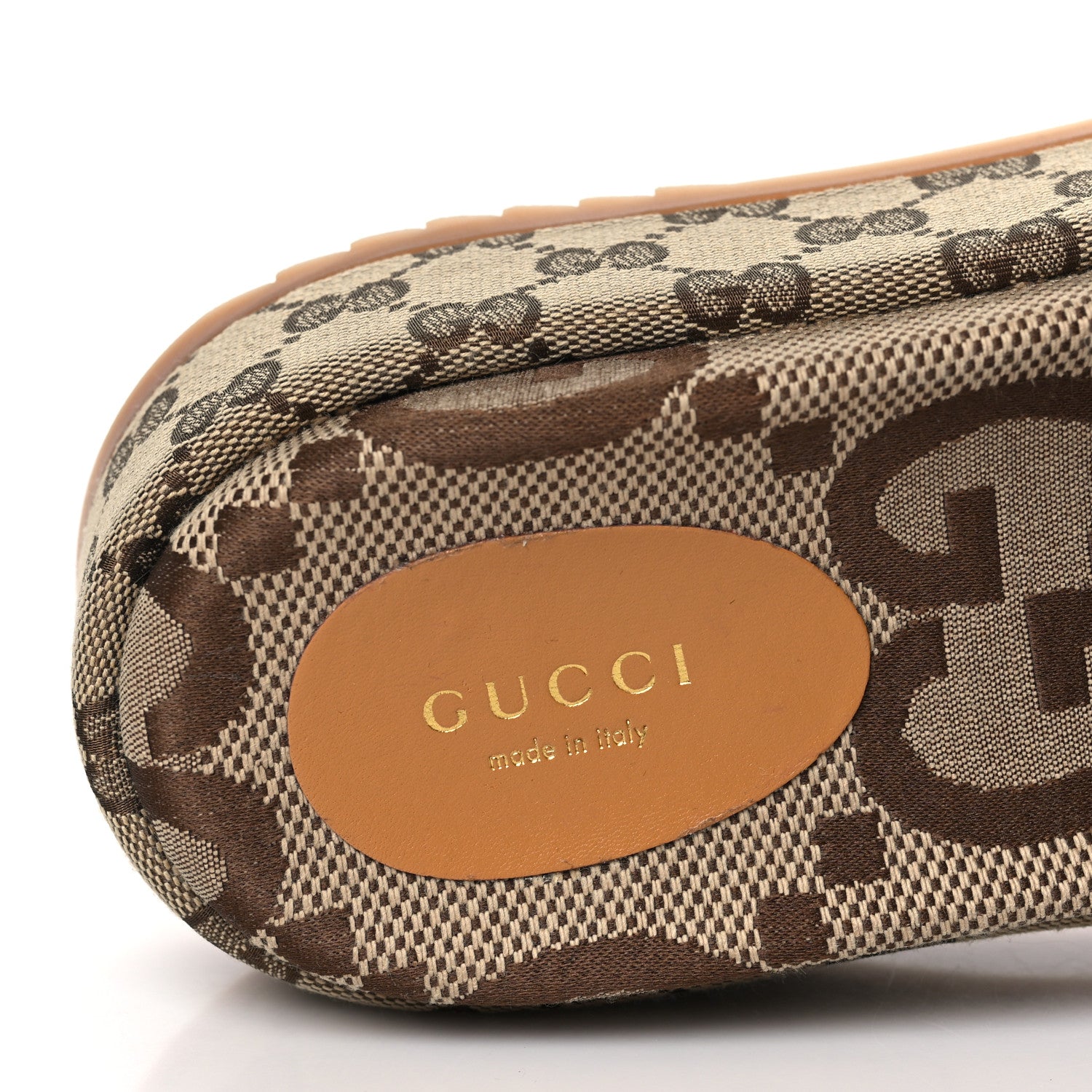 Gucci Monogram Maxi GG Angelina Platform 55mm Slide Sandals 39 Camel Ebony 7 of 9