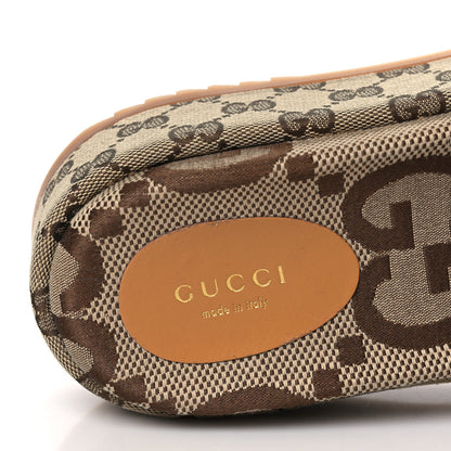 Gucci Monogram Maxi GG Angelina Platform 55mm Slide Sandals 39 Camel Ebony 7 of 9