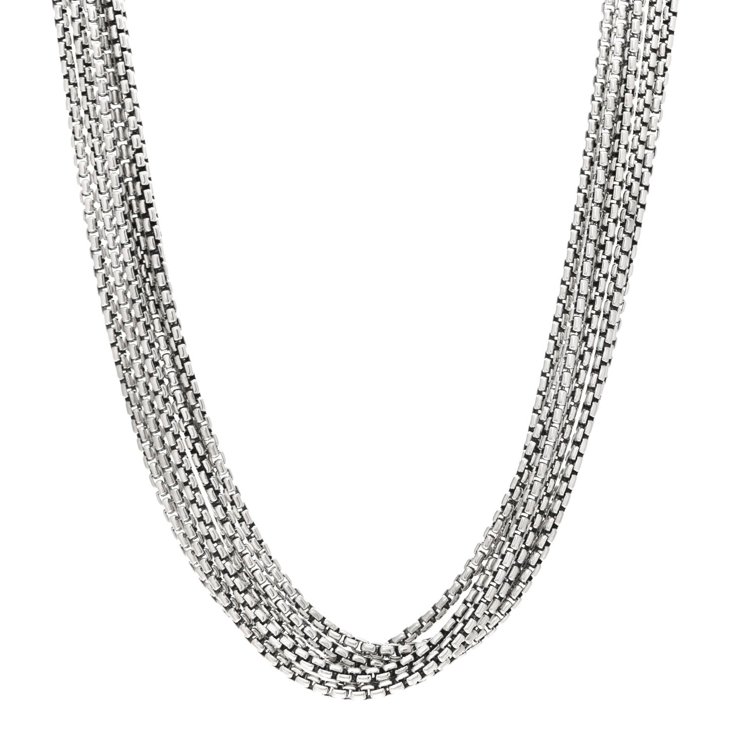 Sterling Silver 14K Yellow Gold Multi Box Chain Necklace