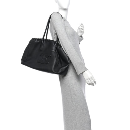Celine Calfskin Cuir Triomphe Cabas Drawstring Black 2 of 10