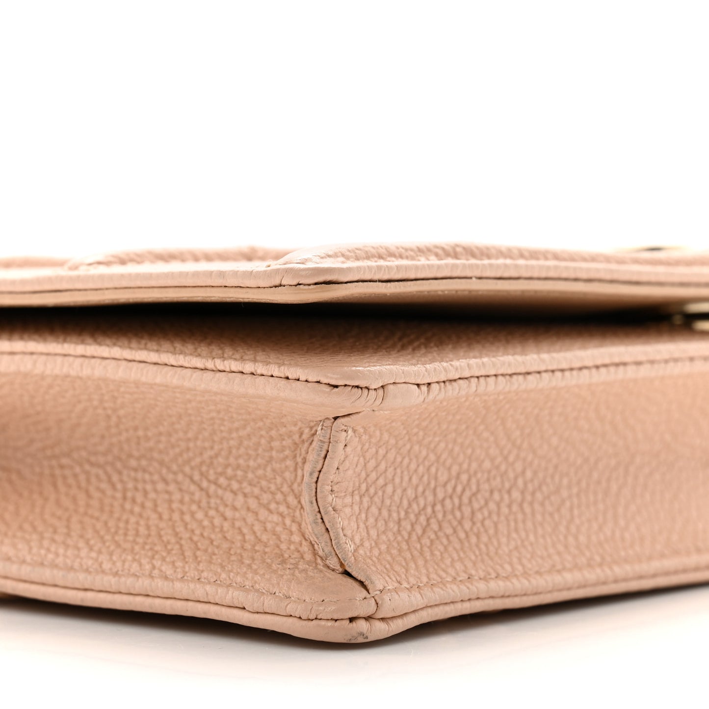 Grained Calfskin Diorama Wallet on Chain Pouch Nude