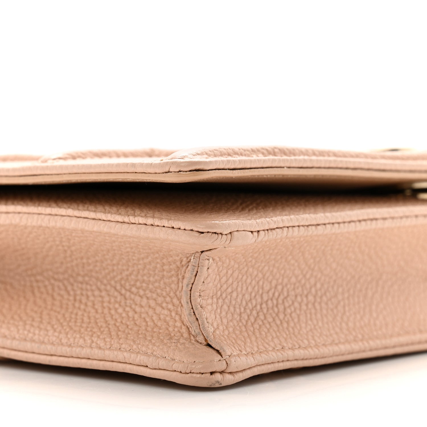 Christian Dior Grained Calfskin Diorama Wallet on Chain Pouch Nude 9 of 14