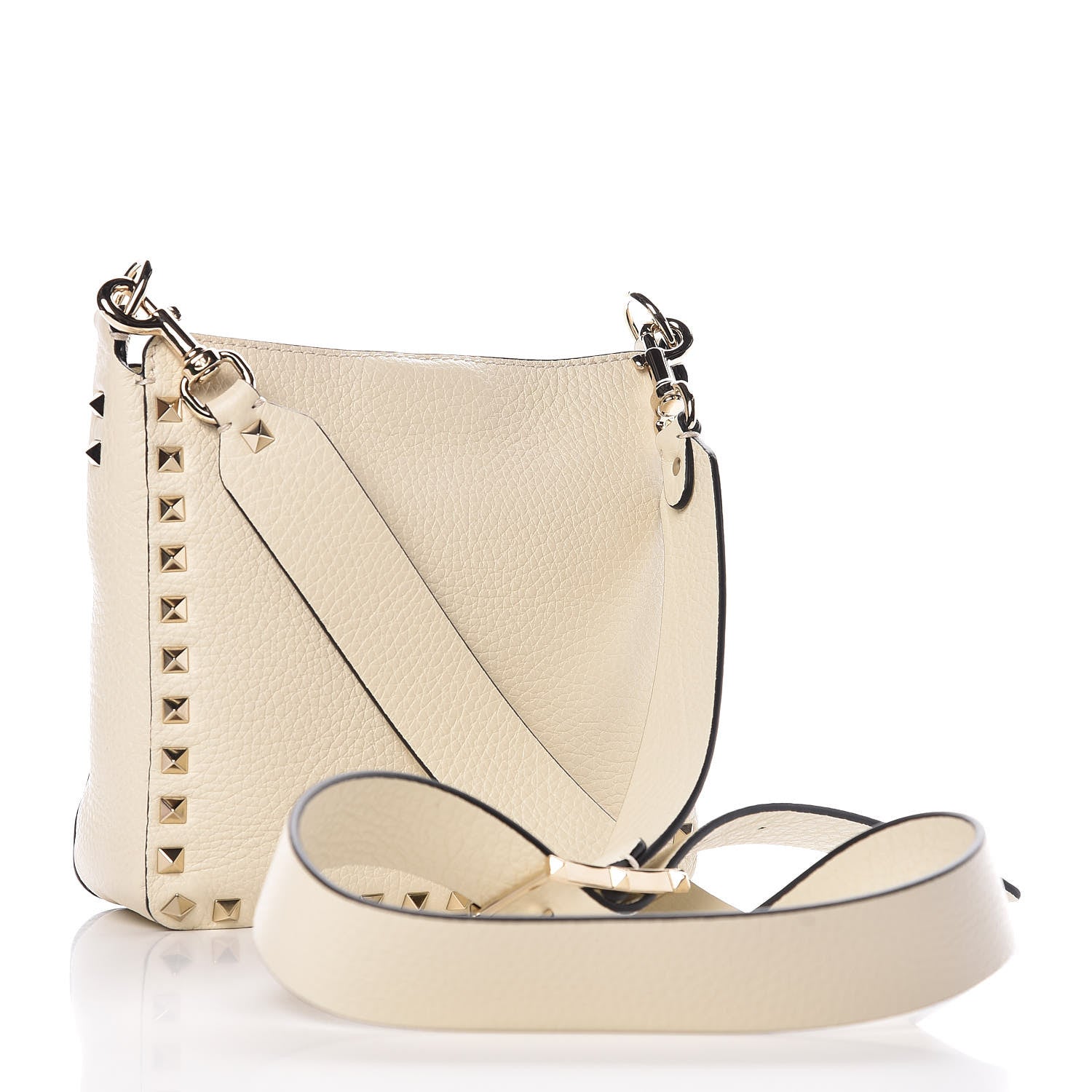 Valentino Garavani Pebbled Calfskin Mini Rockstud Flip-Lock Messenger Bag Light Ivory 3 of 6
