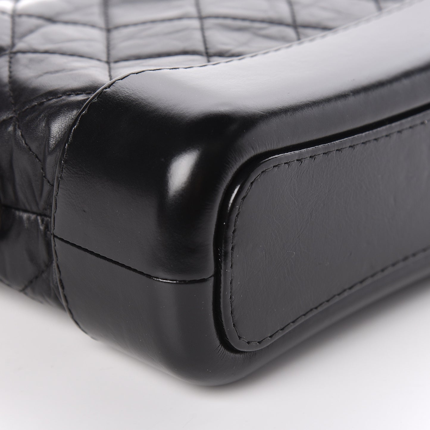 Aged Calfskin Quilted Small Gabrielle Hobo Black