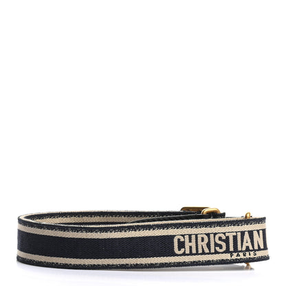 Christian Dior Canvas Embroidered Adjustable Shoulder Strap Black Beige 2 of 5