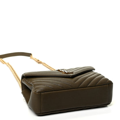 Saint Laurent Sheepskin Matelasse Chevron Monogram Medium College Bag Military Olive 3 of 4