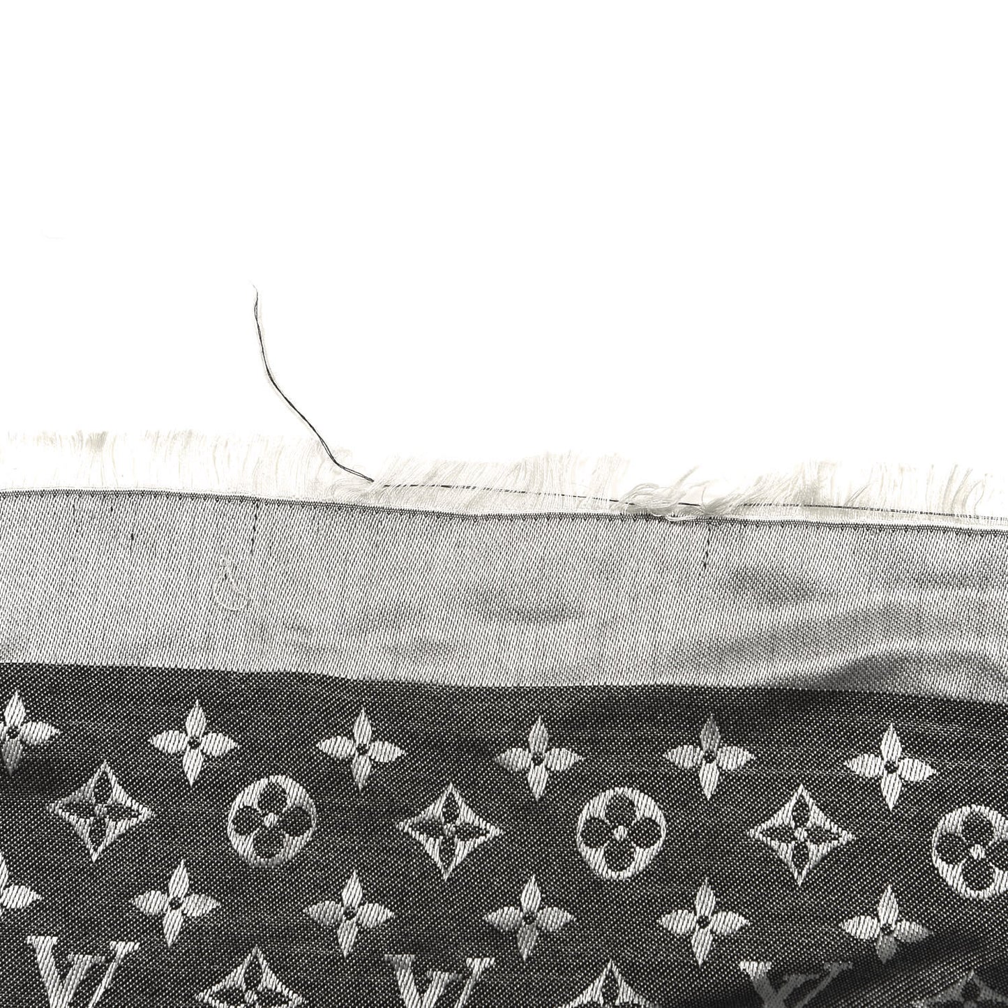 Silk Wool Monogram Denim Shawl Black