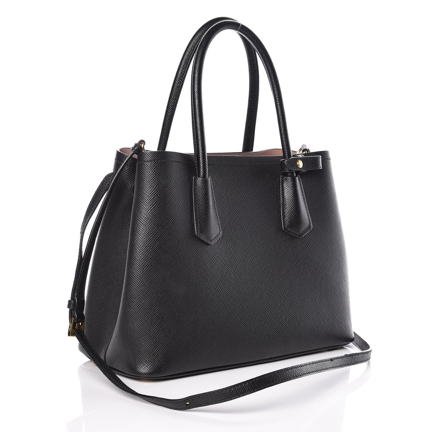 Saffiano Cuir Small Double Bag Black Mughetto