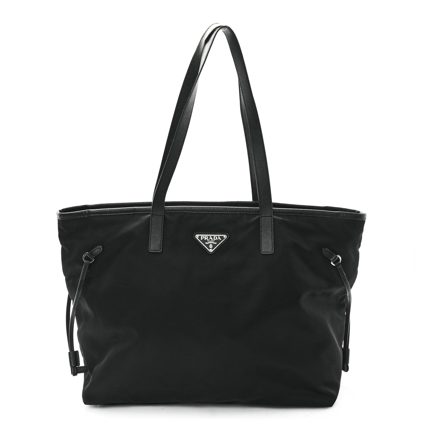Tessuto Nylon Saffiano Shopping Tote Black