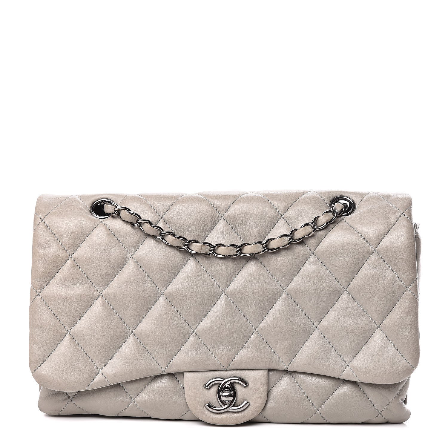 Chanel Lambskin Quilted 3 Accordion Flap Bag Grey 1 of 14