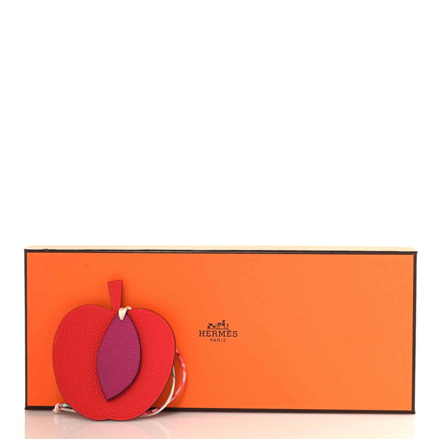 Taurillon Clemence Chevre Mysore Silk Petit H Apple Leaf Bag Charm Rouge Rose Pourpre Multicolor