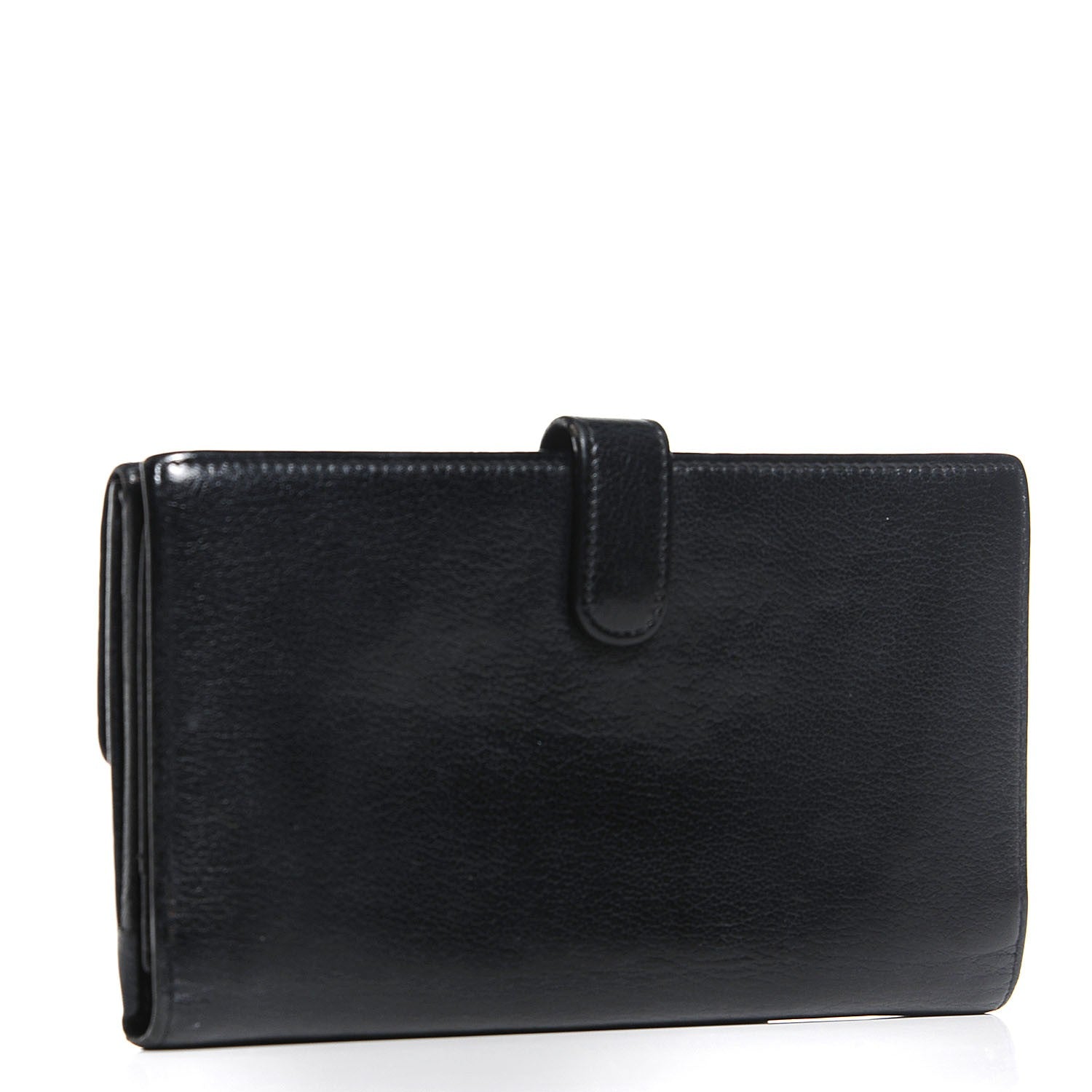 Chanel Goatskin Camellia Embossed Flap Wallet Black 3 of 8