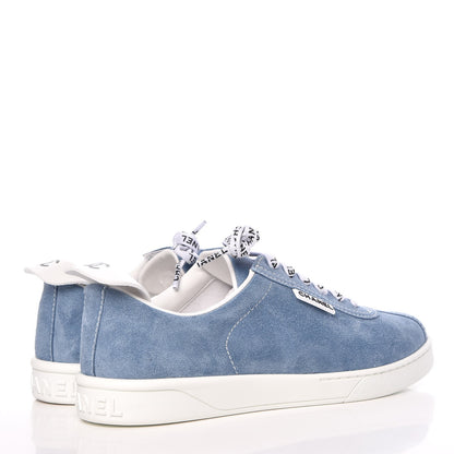 Chanel Suede Calfskin Sneakers 41 Sky Blue 4 of 13