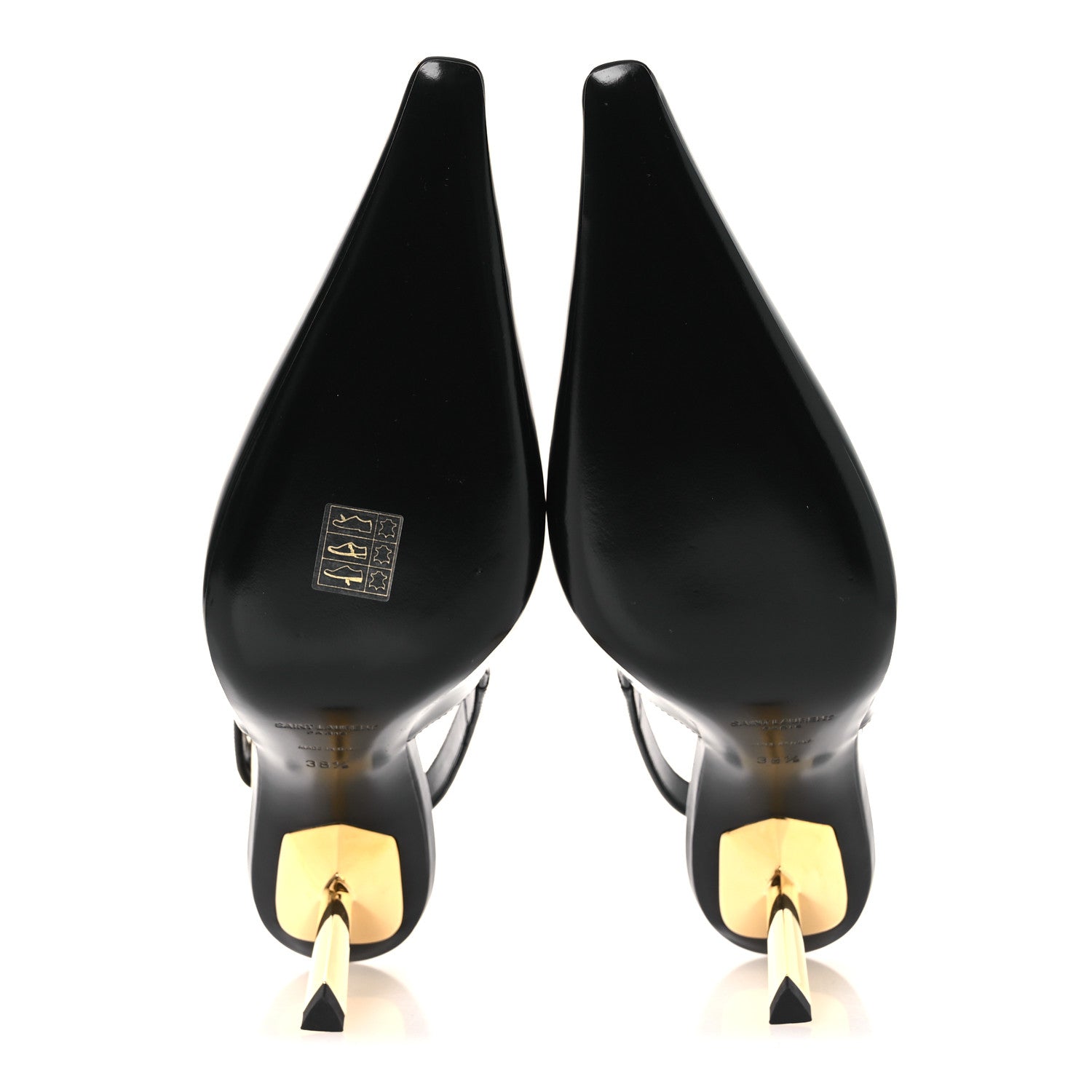 Saint Laurent Vitello Marilyn Lee 75 Slingback Pumps 38.5 Black 7 of 13