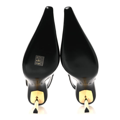 Saint Laurent Vitello Marilyn Lee 75 Slingback Pumps 38.5 Black 7 of 13