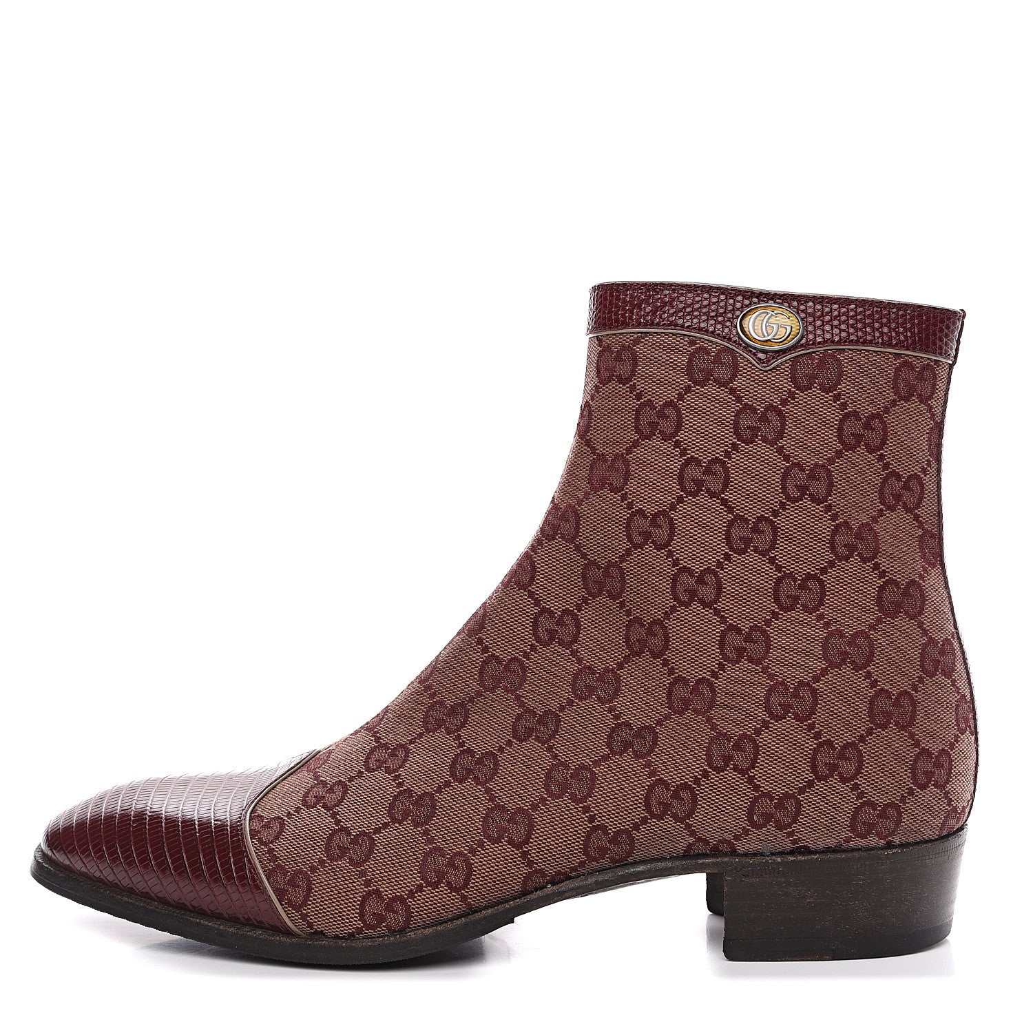 Gucci GG Monogram Lizard Mens GG Ankle Boots 8 Sahara Rubino Bright Bordeaux 1 of 8