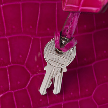 Hermes Shiny Niloticus Crocodile Birkin 25 Rose Scheherazade 21 of 29