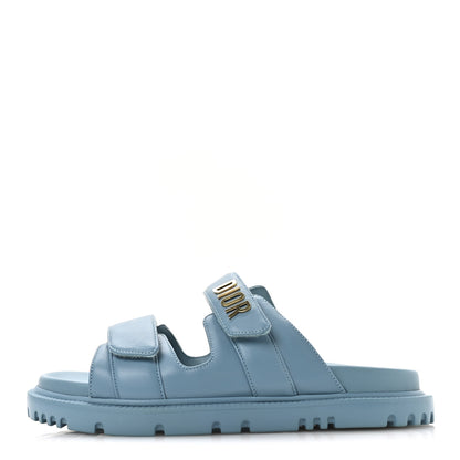 Christian Dior Lambskin Dioract 10mm Slide Sandals 37.5 Dusty Sky 1 of 8
