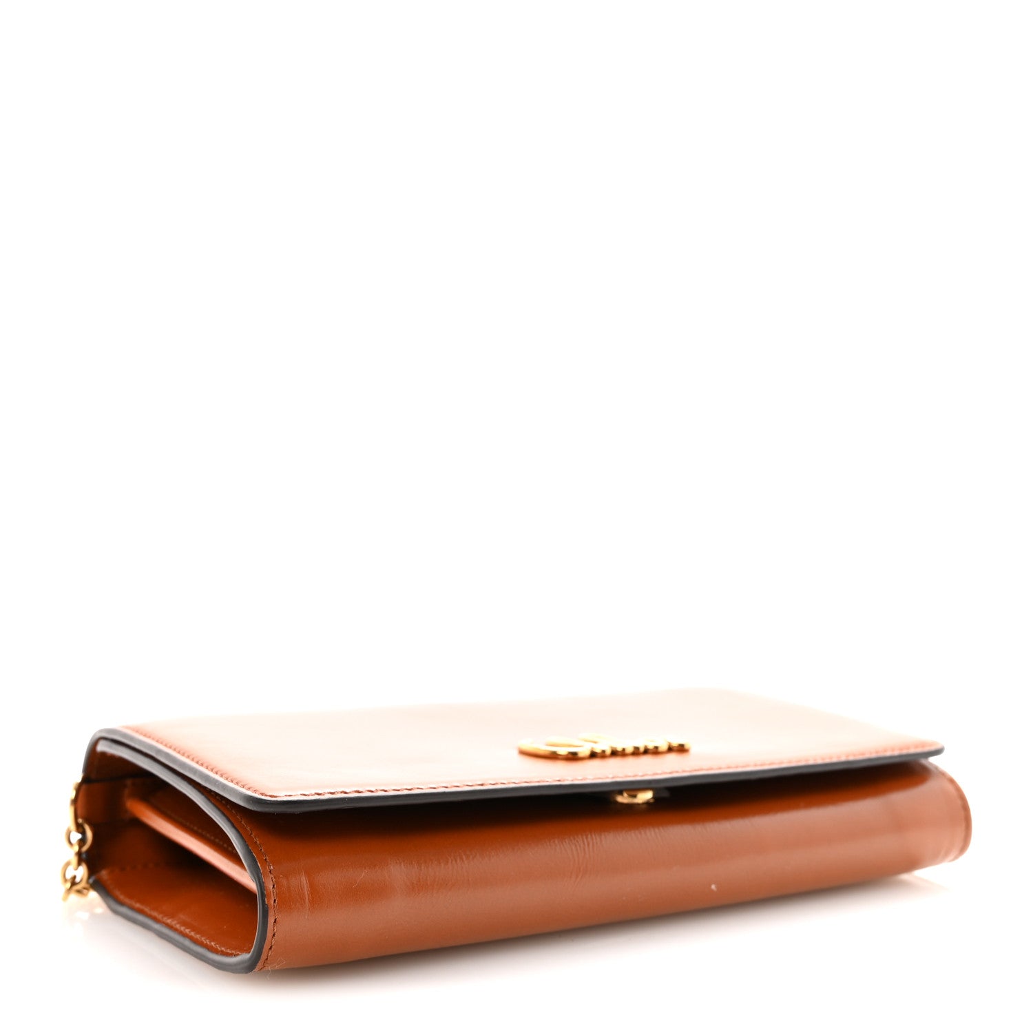 Chloe Calfskin Iconic Flap Wallet On Chain Clay Brown 4 of 10