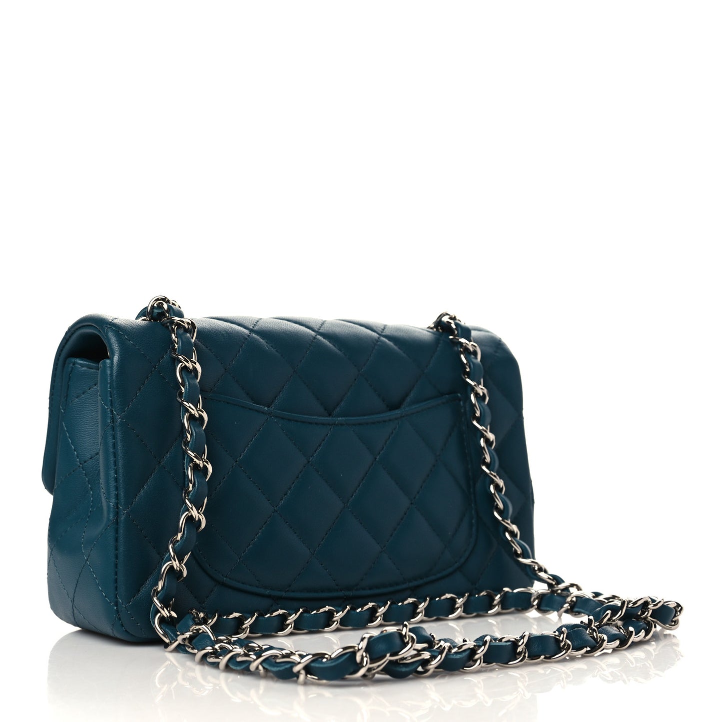 Lambskin Quilted Mini Rectangular Flap Dark Blue