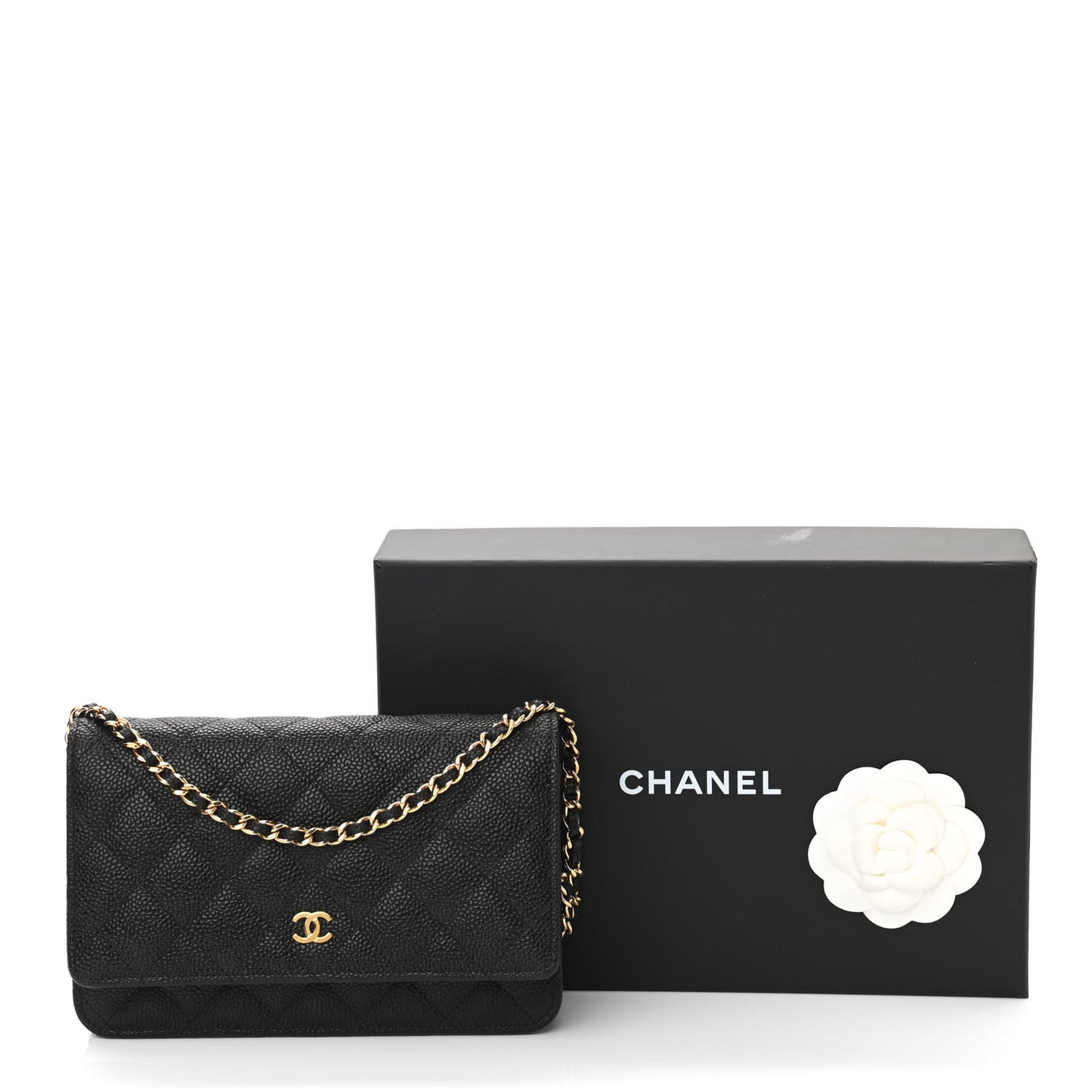 Caviar Quilted Wallet On Chain WOC Black