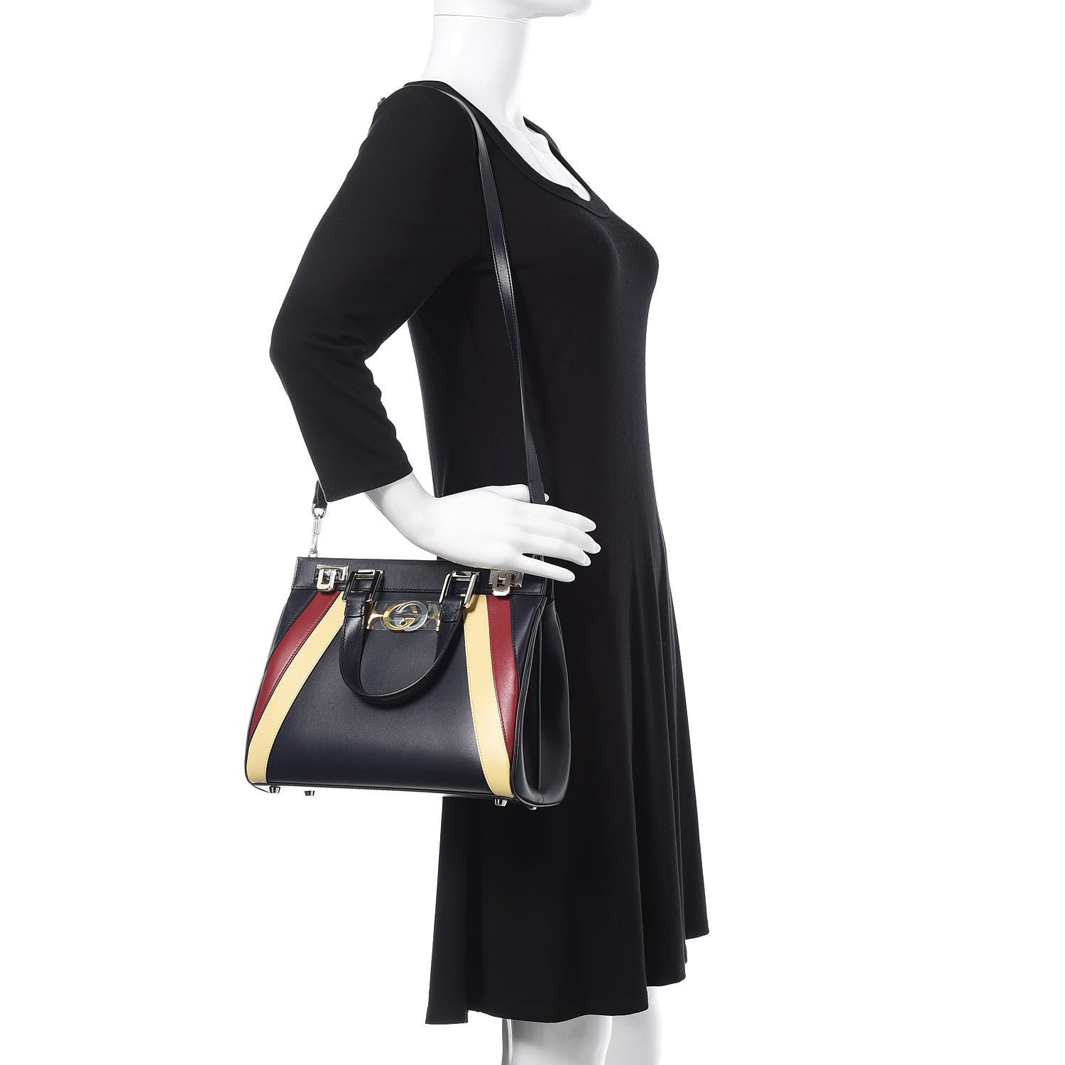 Gucci Smooth Calfskin Small Zumi Top Handle Bag Blue Romantic Cerise Butter 2 of 11