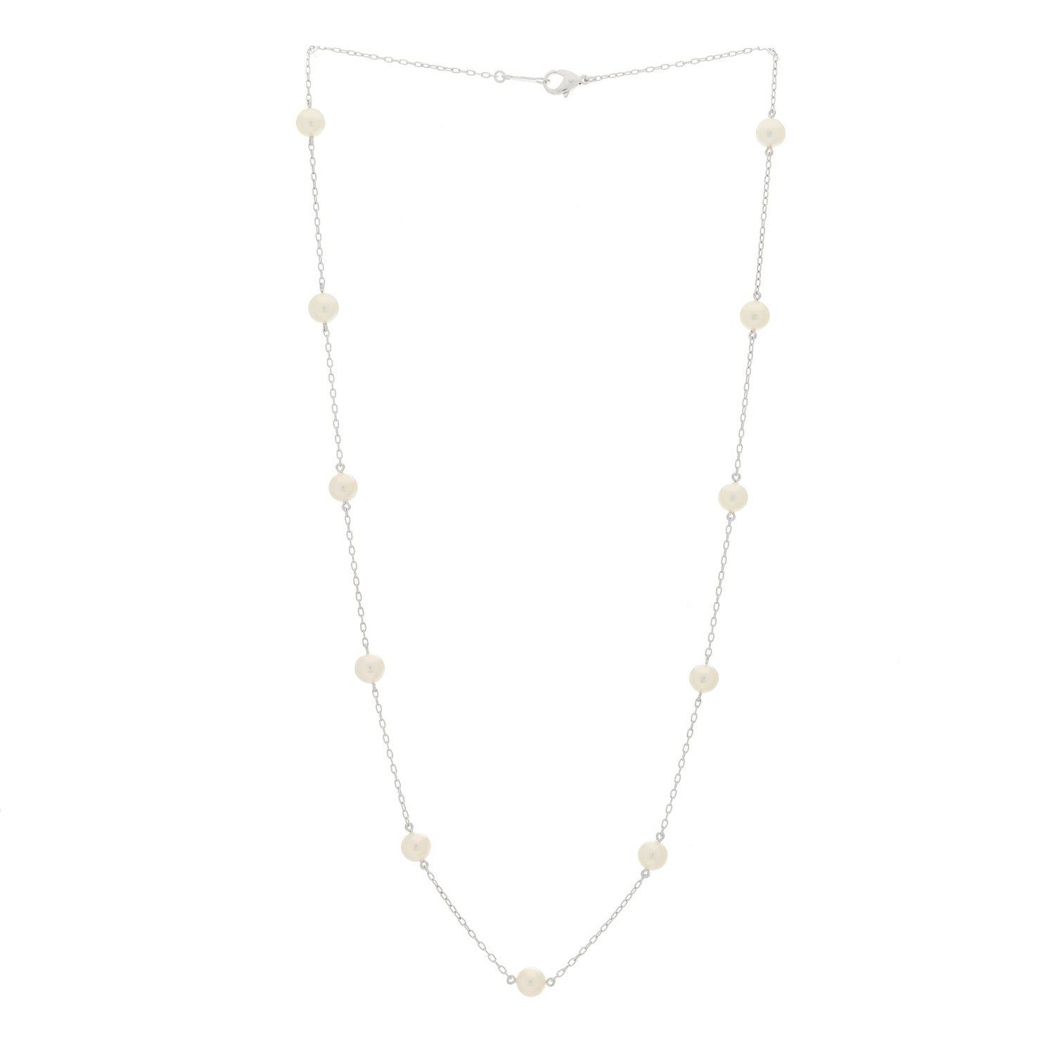 Mikimoto 18K White Gold Akoya Pearl 5.5-6mm Station Necklace 3 of 6