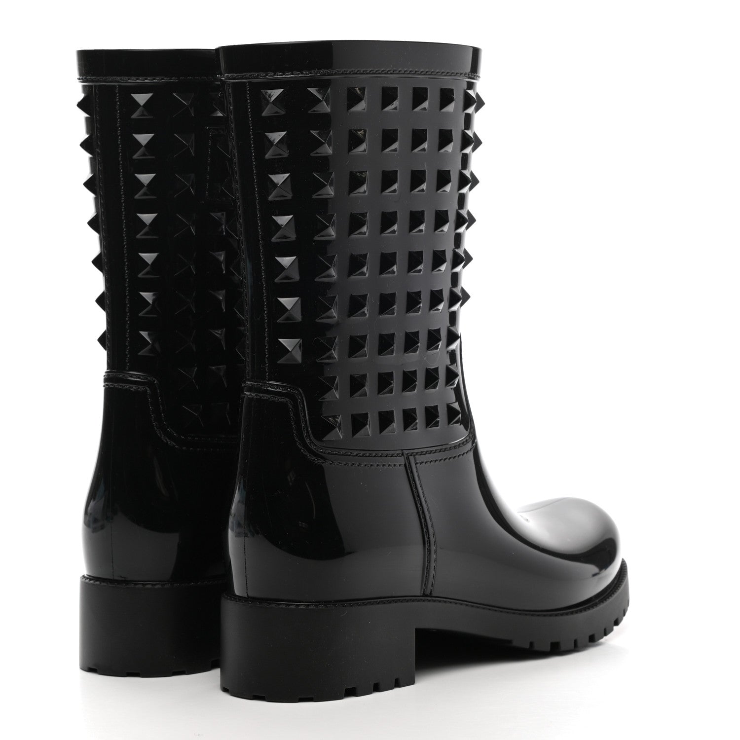 Valentino Garavani Rubber Rockstud Short Rainboots 37 Black 4 of 10