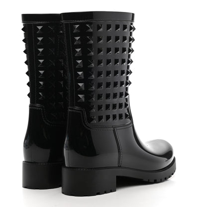 Valentino Garavani Rubber Rockstud Short Rainboots 37 Black 4 of 10
