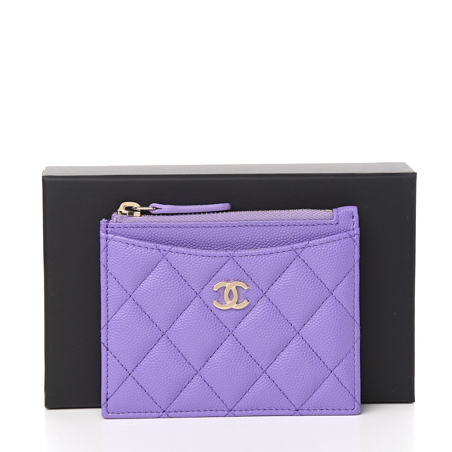 Chanel Caviar Quilted CC Zip Card Holder Purple 7 of 7