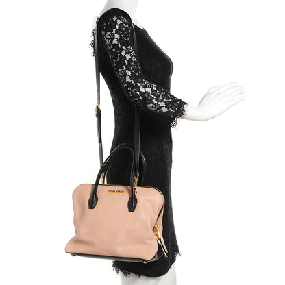Miu Miu Goatskin Madras Top Handle Tote Cammeo Nero Black 2 of 8