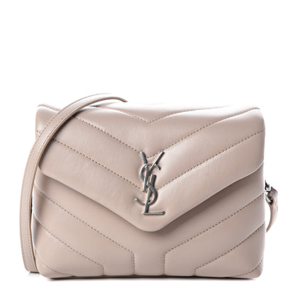Saint Laurent Calfskin Y Quilted Monogram Toy Loulou Crossbody Bag Nude Powder 1 of 8