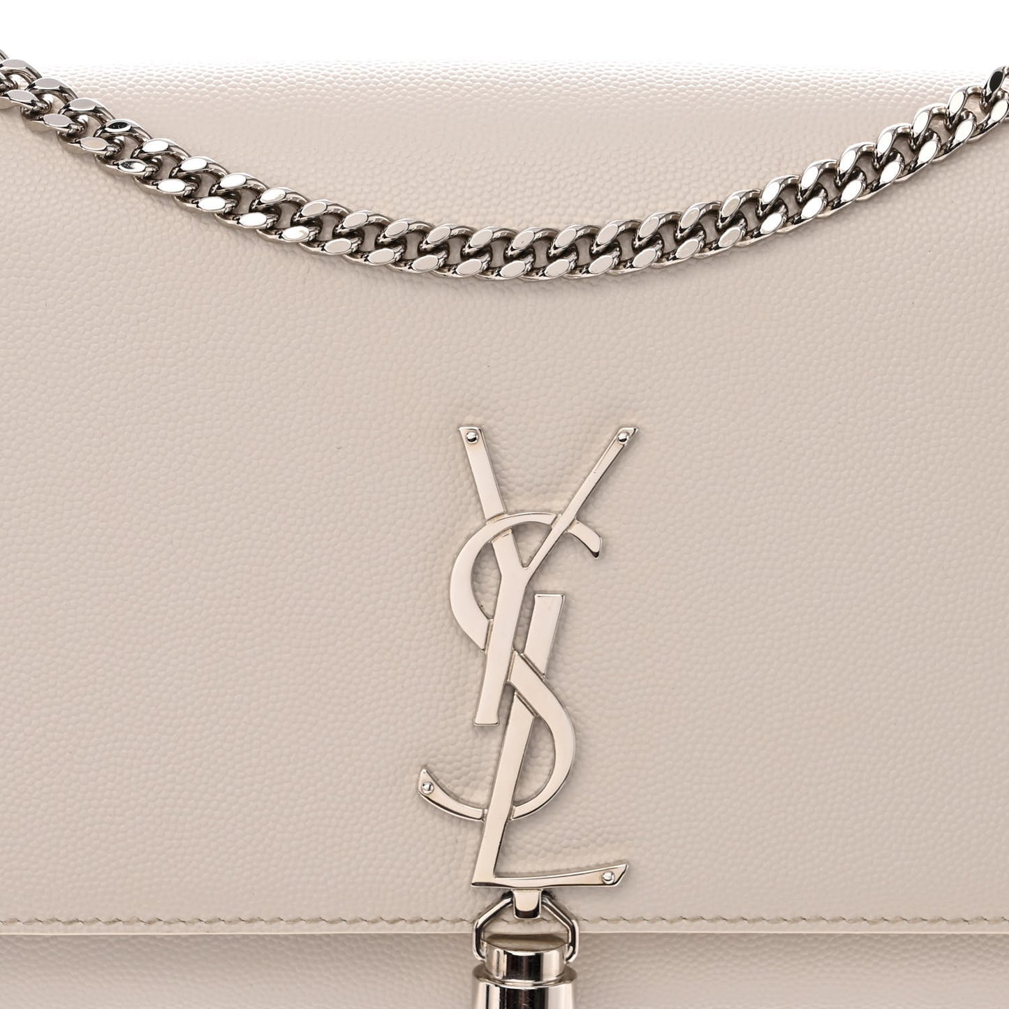 Smooth Calfskin Medium Classic Monogram Kate Tassel Satchel White
