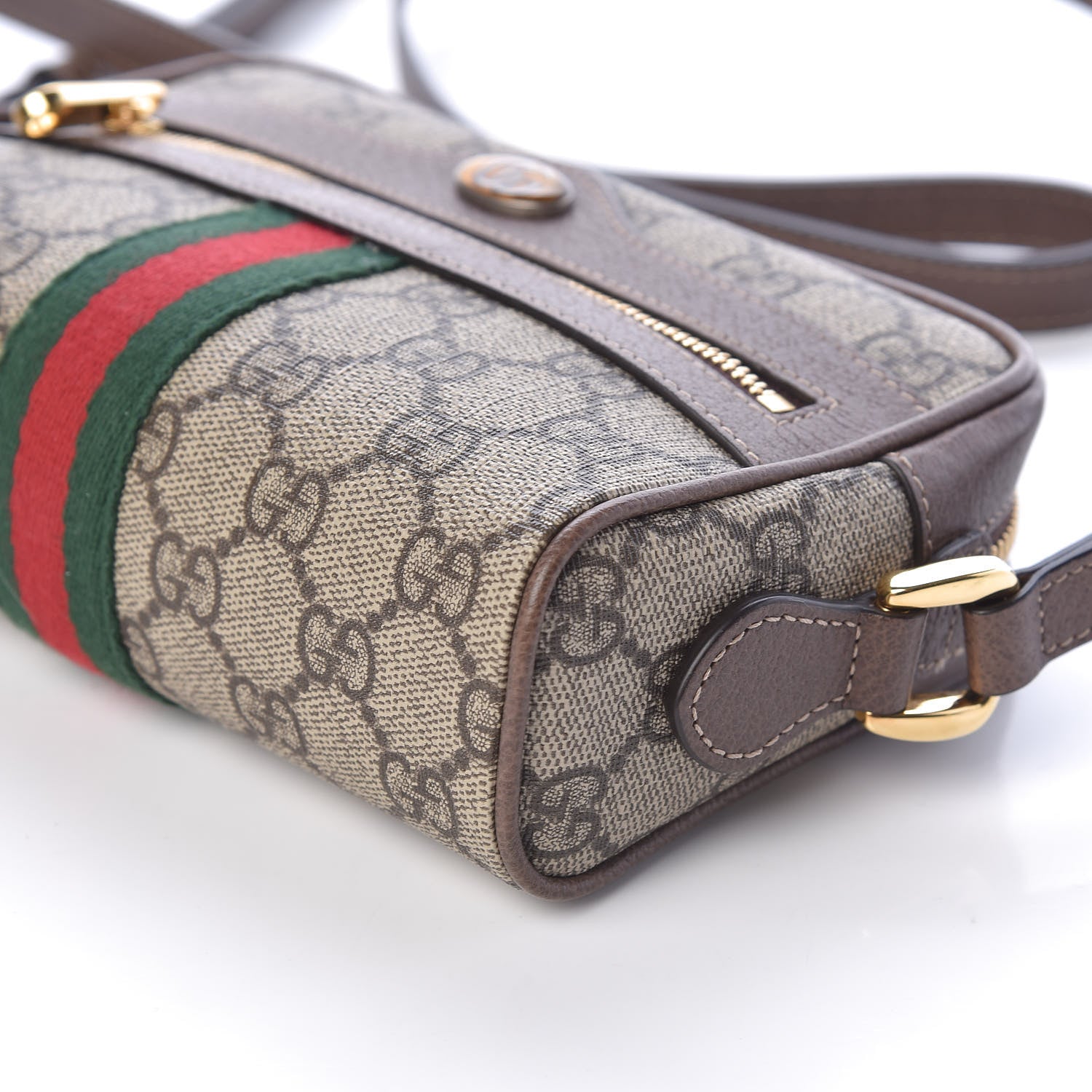 Gucci GG Supreme Monogram Web Mini Ophidia Shoulder Bag Brown 9 of 10
