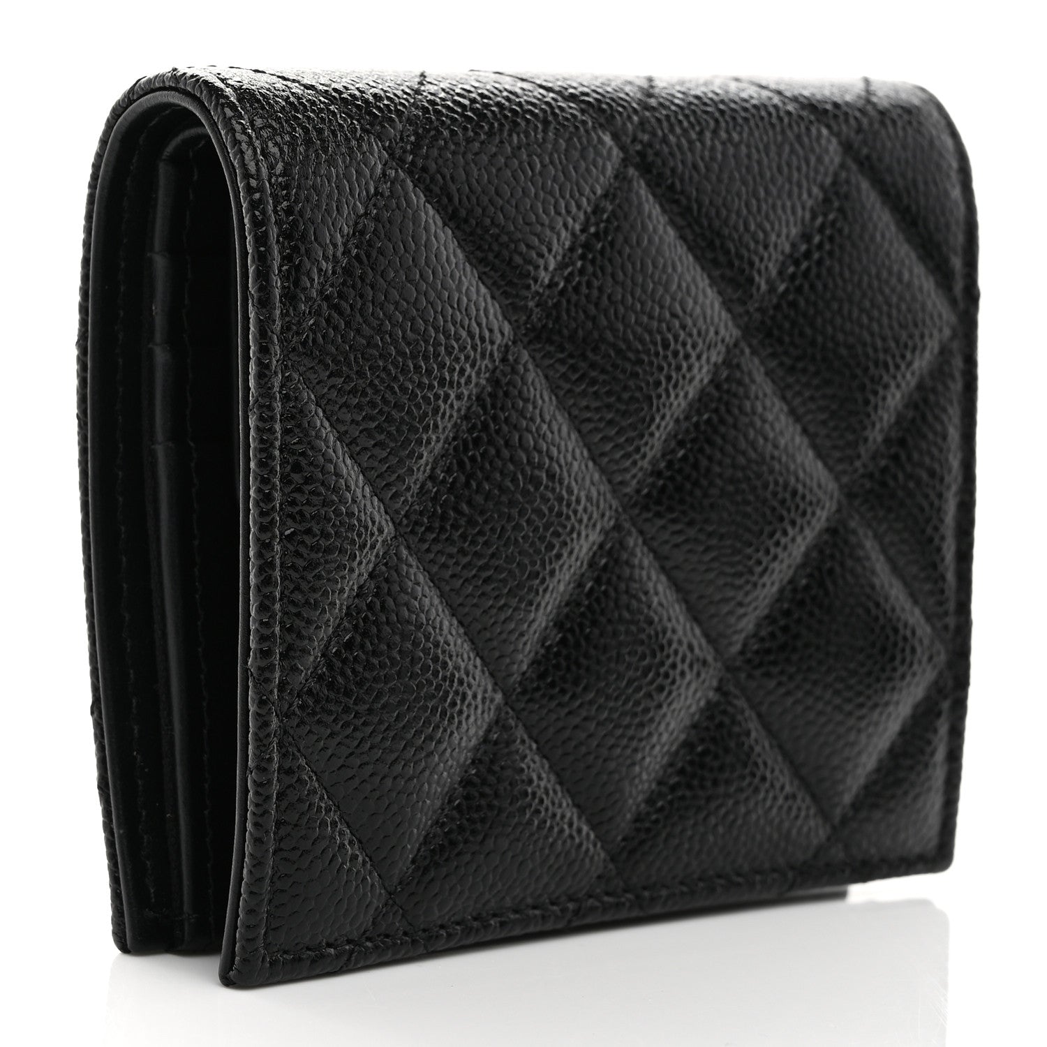 Chanel Caviar Quilted Multi Chain CC Compact Bifold Wallet Black 3 of 9