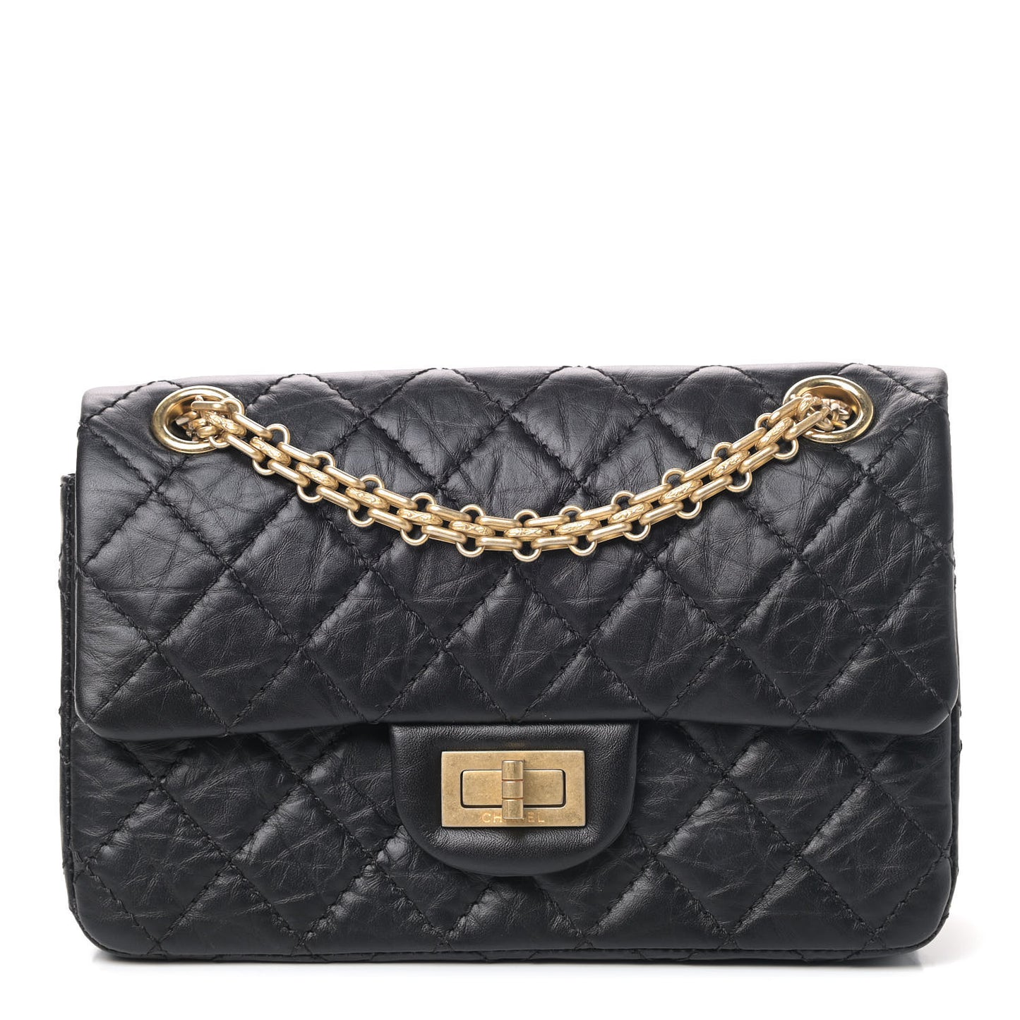 Aged Calfskin Quilted 2.55 Reissue Mini Flap Black