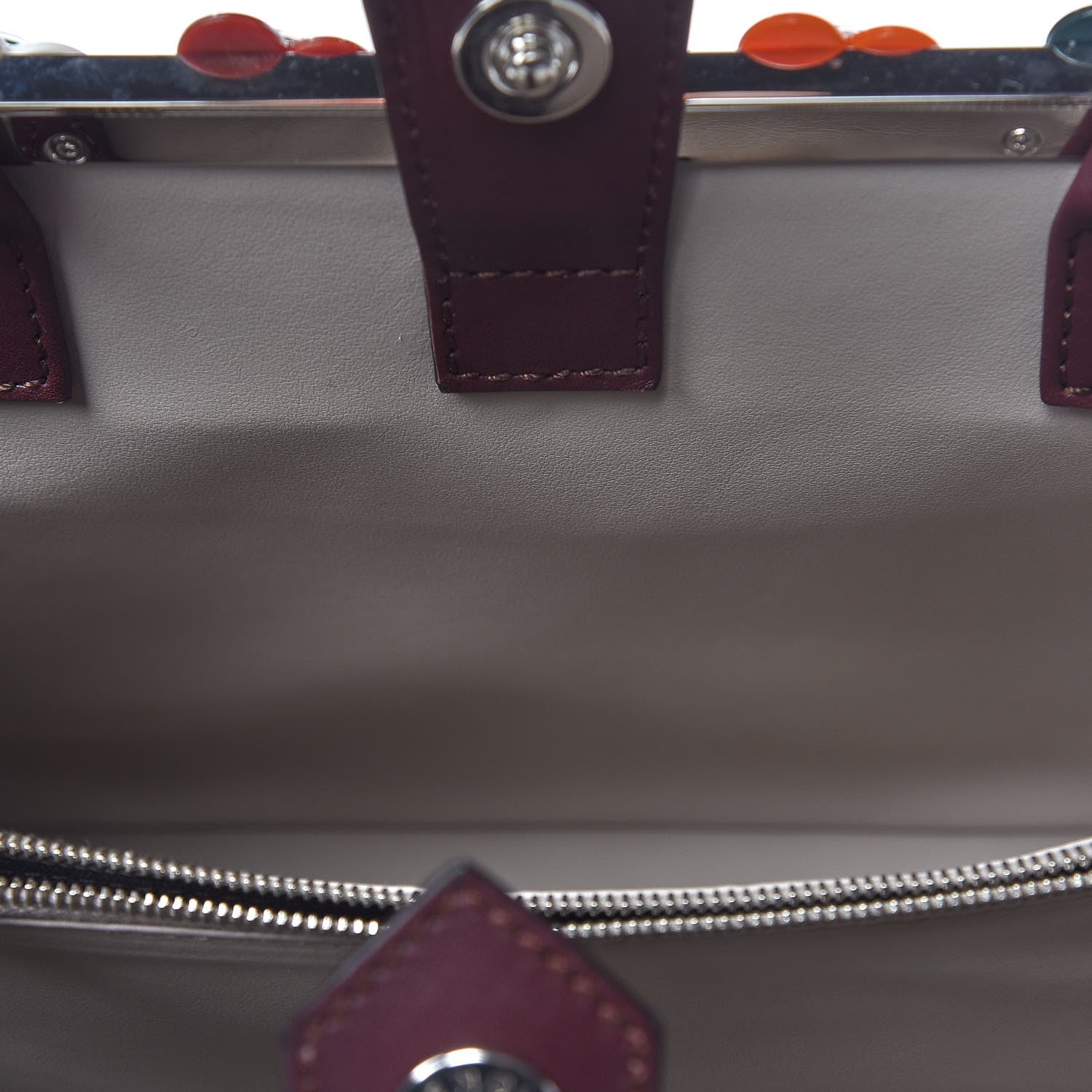 Fendi Vitello Dolce PVC Flower Studs Petite 2Jours Tote Bordeaux Multicolor 13 of 13