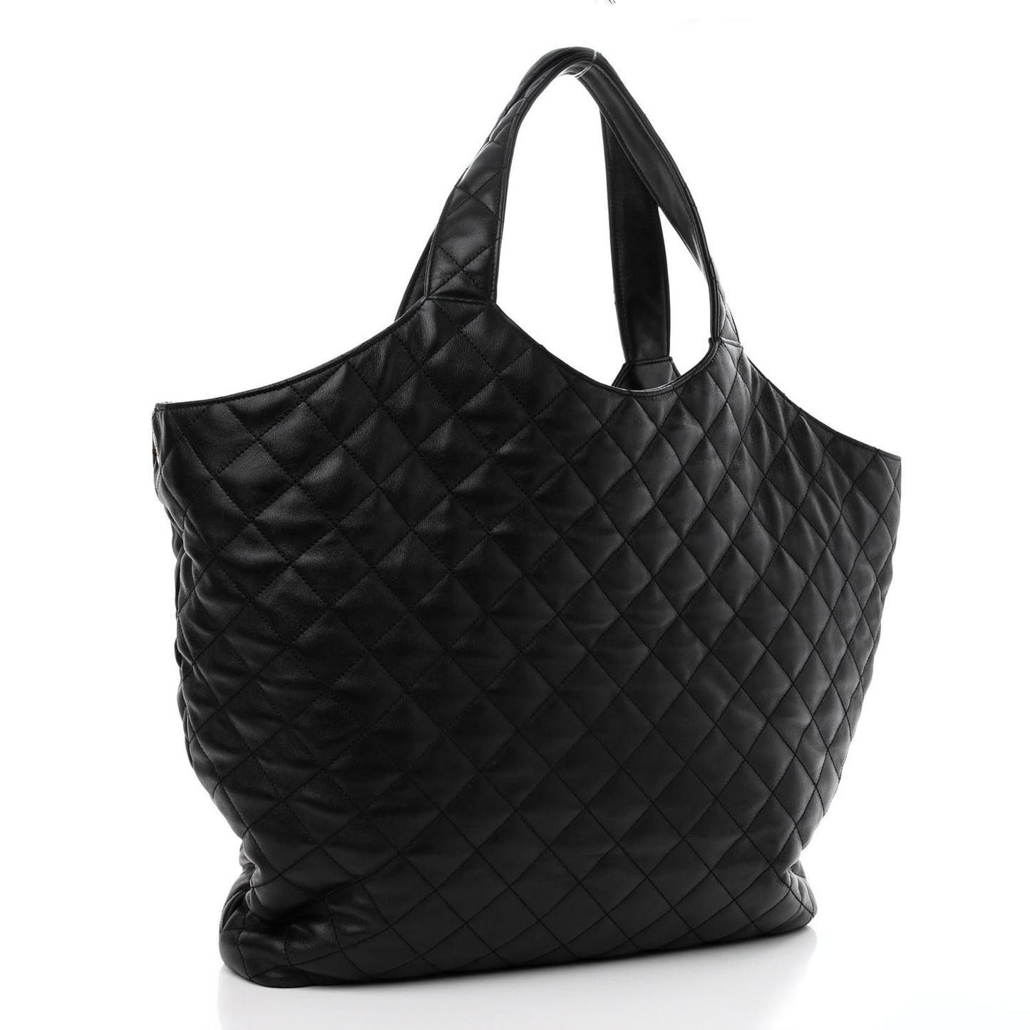 Lambskin Quilted Maxi Icare Shopping Tote Black
