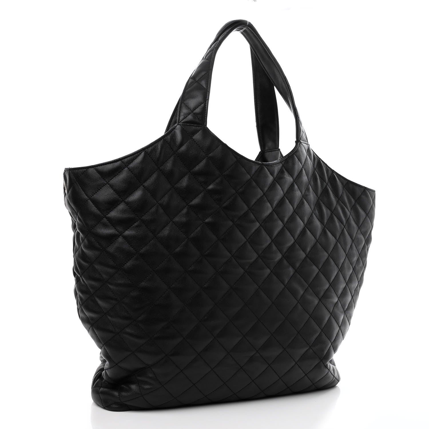 Saint Laurent Lambskin Quilted Maxi Icare Shopping Tote Black 4 of 10