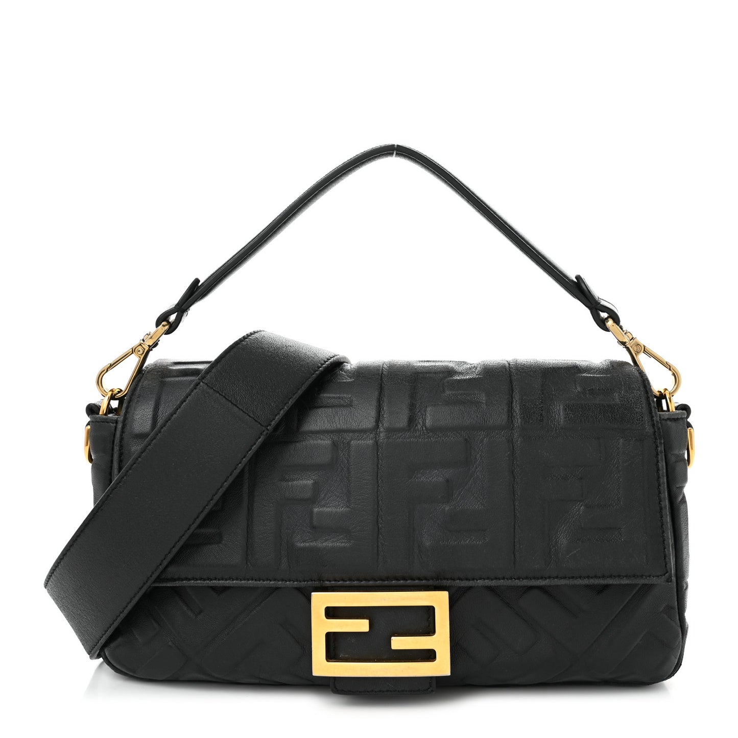 Nappa FF 1974 Embossed Baguette Black