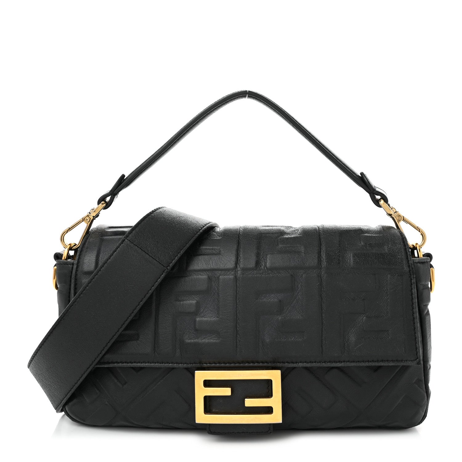 Fendi Nappa FF 1974 Embossed Baguette Black 1 of 10