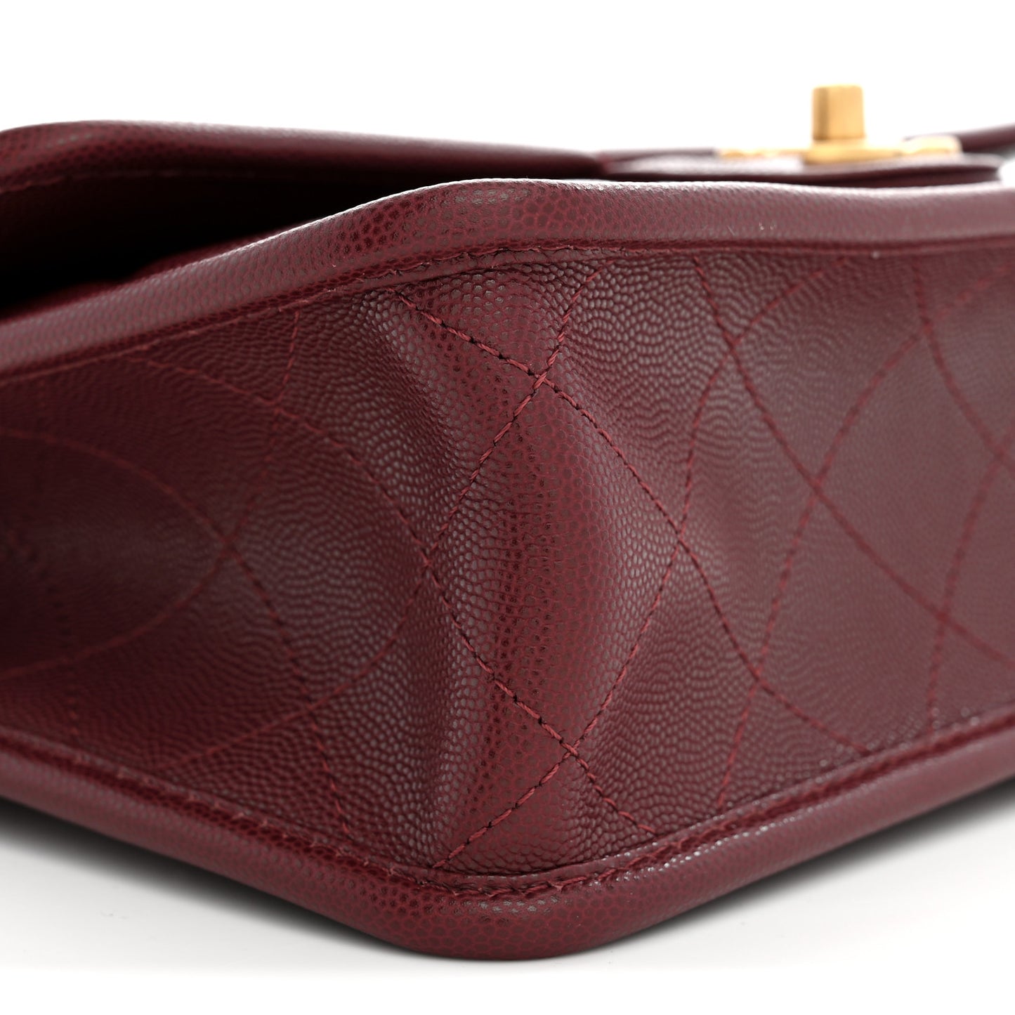Caviar Quilted School Memory Top Handle Flap Burgundy