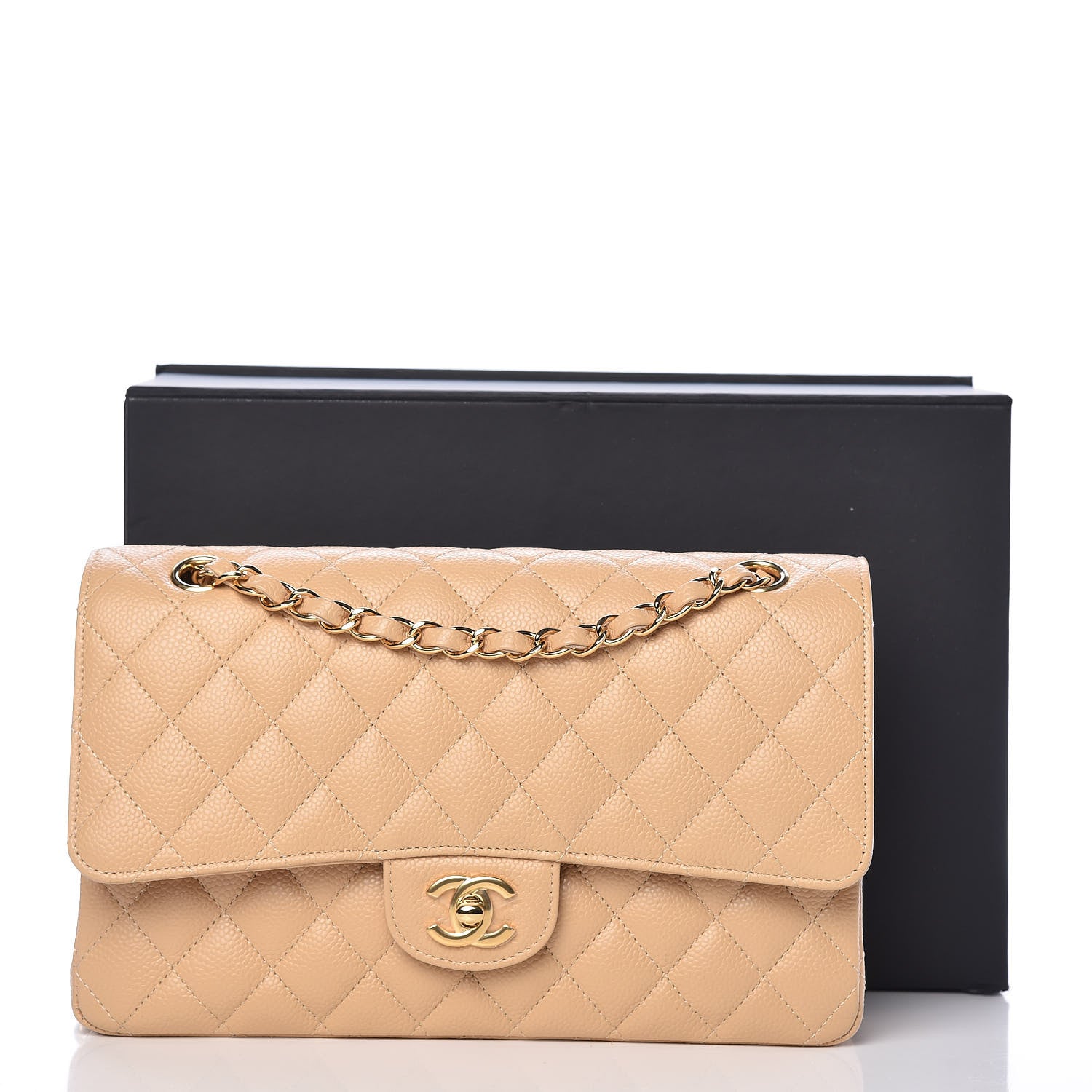 Chanel Caviar Quilted Medium Double Flap Beige 14 of 14