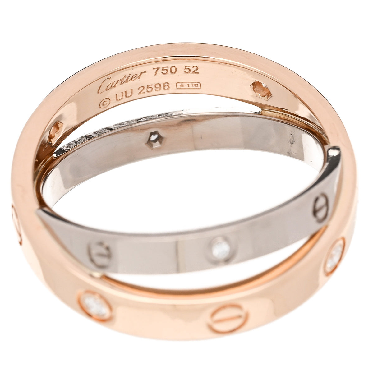 18K Pink White Gold 6 Diamond LOVE Ring  52 6